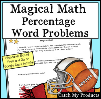 Preview of Digital Math Worksheet Google Classroom Word Problems Magic Percentages