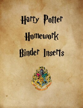 Preview of Harry Potter Theme Homework Binder Inserts--EDITABLE