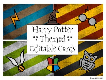 Preview of Harry Potter Themed Editable Cards