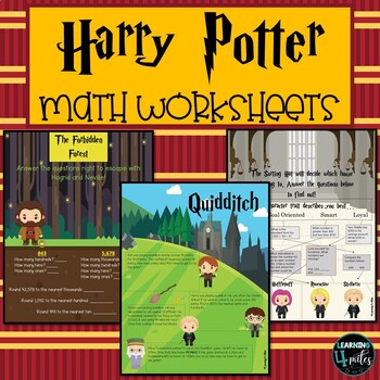 harry potter themed math worksheets by learning4miles tpt