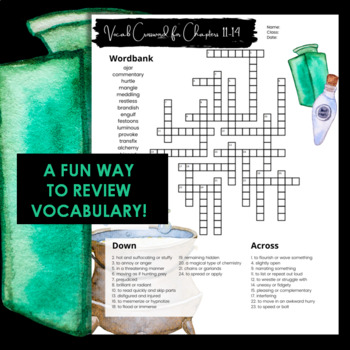 Harry Potter Vocabulary Crossword Puzzle Chapters 11 14 TpT