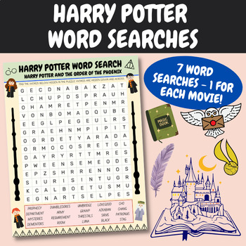 Preview of Harry Potter Word Search | Harry Potter Activities | No Prep Harry Potter