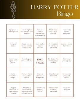 Preview of Harry Potter and The Goblet of Fire Bingo