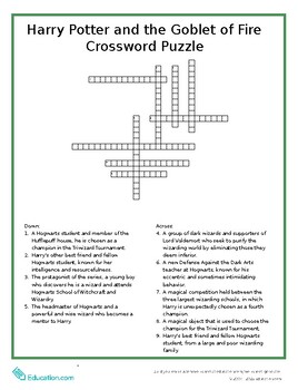 Preview of Harry Potter and the Goblet of Fire Crossword Puzzle