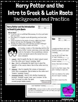 Preview of Harry Potter and the Intro to Greek & Latin Roots