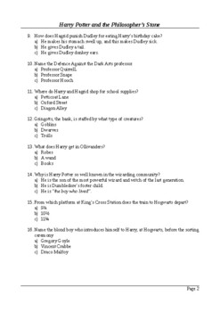 Harry Potter And The Philosopher S Stone 2001 50 Question Multiple Choice Quiz