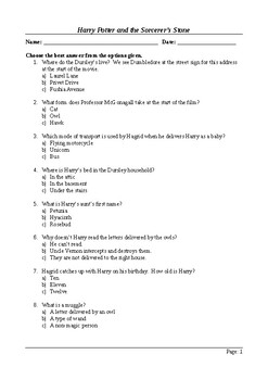 Harry Potter And The Sorcerer S Stone 2001 50 Question Multiple Choice Quiz