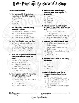 Preview of Harry Potter and the Sorcerers Stone Comprehension Questions for Ch. 1-17
