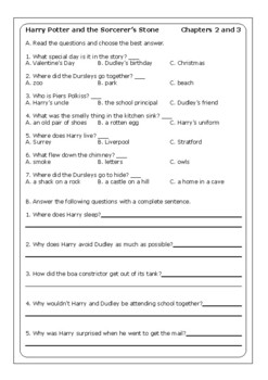 "Harry Potter and the Sorcerer's Stone" worksheets (Distance Learning)