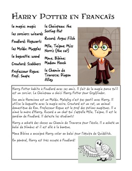 Harry Potter En Francais By Awesome French Lesson Plans Tpt