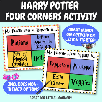 Preview of Harry Potter four corners get to know you | get to know you Harry Potter themed