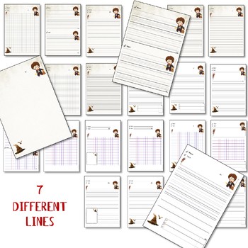 harry lined writing paper with editable rubrics and text