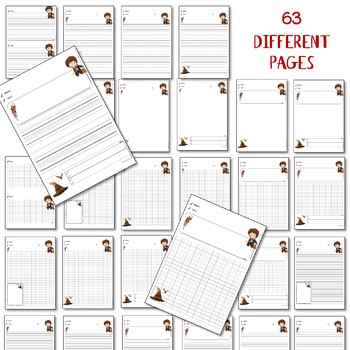 harry lined writing paper with editable rubrics and text