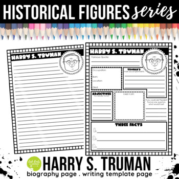 Preview of Harry S. Truman Biography Page & Writing Page Template