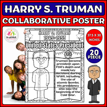Preview of Harry S. Truman Collaborative Coloring Poster Bulletin Board | Presidents' Day