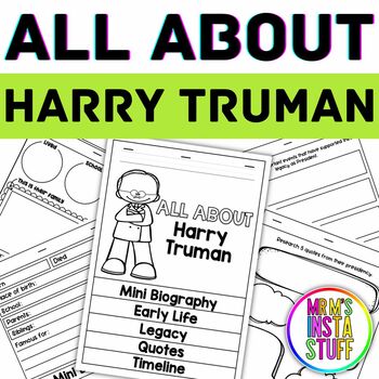 Preview of Harry Truman Flipbook Research Biography Unit President's Day