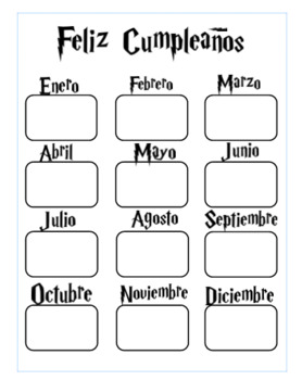 Preview of Harry Potter Style Birthday Calendar (Spanish)