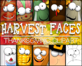 Harvest Faces Thanksgiving Clipart - pilgrim, corn cob, tu