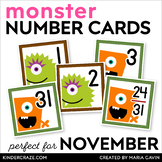 November Monster Calendar Numbers - Number Cards for Novem