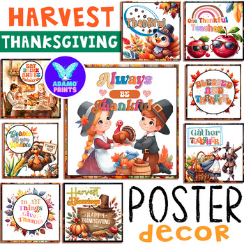 Preview of Harvest THANKSGIVING Posters Holiday Classroom Decor Bulletin Board Ideas