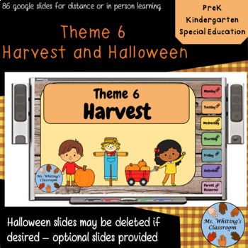 Preview of Harvest and Halloween for PreK  and Kindergarten 87 Google Slides editable