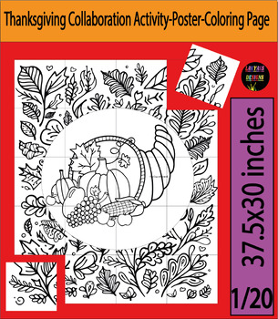 Preview of Harvest of Gratitude: A Thanksgiving Collaboration Activity-Poster-Coloring Page