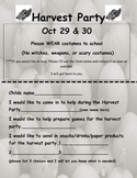 Harvest or Halloween Party Sign up Sheet Precious Preschoolers