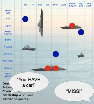 Preview of Has Vs. Have Battleship Style
