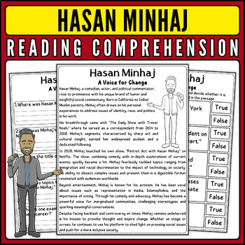 Preview of Hasan Minhaj Nonfiction Reading Passage & Quiz for AAPI Heritage Month