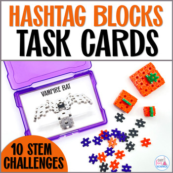 Preview of Hashtag Block Task Cards Fall (Halloween Thanksgiving) No Prep STEM Challenges