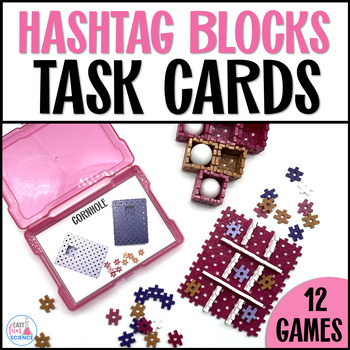 Preview of Hashtag Block Task Cards Games and Toys | No Prep STEM Challenges
