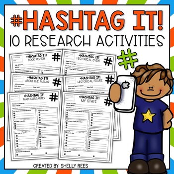 Preview of Hashtag It! Research Project Graphic Organizer Book Report Template