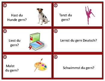 Preview of German Conversation Starter Cards: Hast du gern? (Expressing Likes and Dislikes)