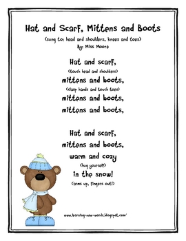 Preview of Hat, Scarf, Mittens and Boots: Original Poem