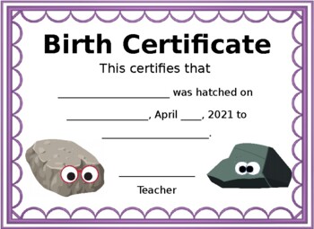 Pet Rock Certificate