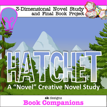 Preview of Hatchet 3D Novel Study Project Literature Unit class home distance learning