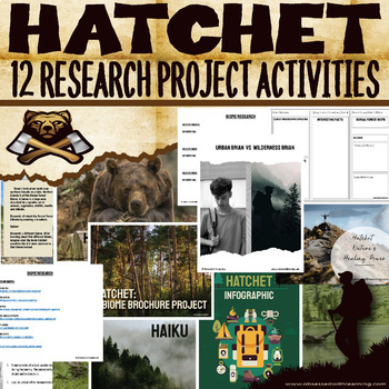 Preview of Hatchet Activities, 12 Research Projects, STEAM, Google Slides, & Rubrics