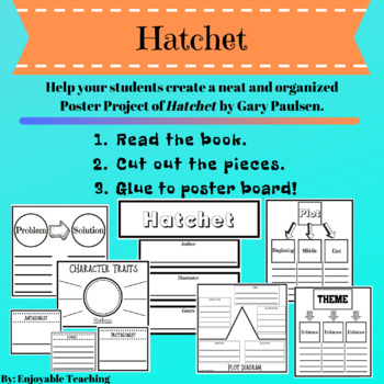 Preview of Hatchet Book Report Poster Writing Project (Novel Study)