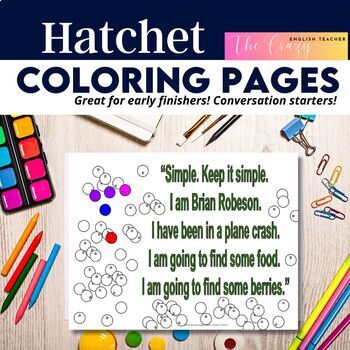 Preview of Hatchet Coloring Pages/Mini-Posters digital resource