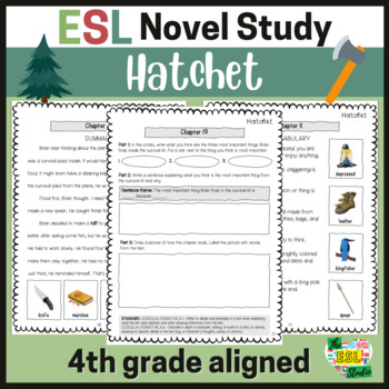 Preview of Hatchet ESL Novel Study | Simplified Text, Vocabulary, & Activities