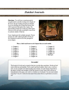 Preview of Hatchet Journals (entry/exit tickets)