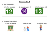 Hatchet Novel Comprehension Tests Special Education Level 1 