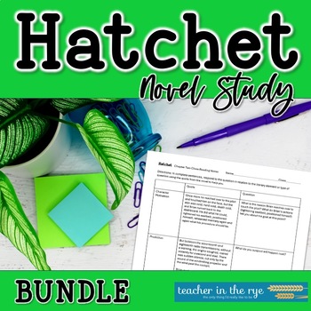 Preview of Hatchet Novel Study All Chapters Bundle Close Reading Writing Grammar Quizzes