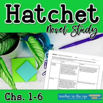 Preview of Hatchet Novel Study Chapters 1-6 Close Reading Questions Writing Grammar Quiz