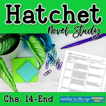 Preview of Hatchet Novel Study Chapters 14-End Close Reading Questions Writing & Quiz