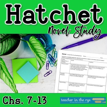 Preview of Hatchet Novel Study Chapters 7-13 Close Reading Questions Writing Grammar Quiz