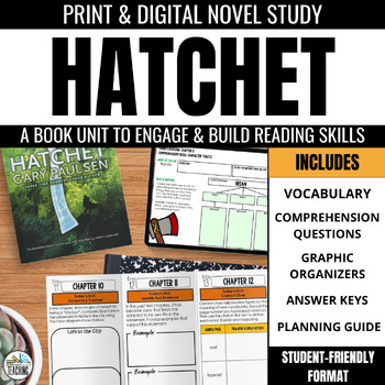 Preview of Hatchet Novel Study Unit Plan w/ Comprehension Questions & Vocabulary Activities