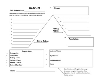 Preview of Hatchet Plot Diagram and Literary Terms