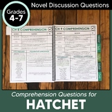 Hatchet Novel Study Comprehension Questions & Discussion Guide