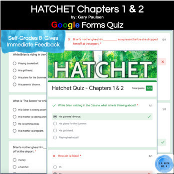 Preview of Hatchet Quiz Chapters 1 & 2 on Google Forms for Distance Teaching 
